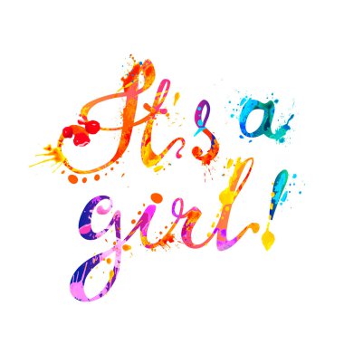 Bu bir kız. Kaligrafik sıçrama harflerinin vektör sözcükleri 