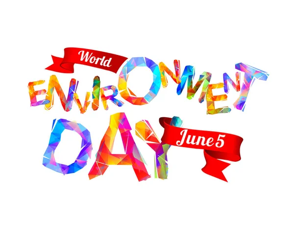 Junio Día Mundial Del Medio Ambiente Tarjeta Vector Holiday Letras — Vector de stock
