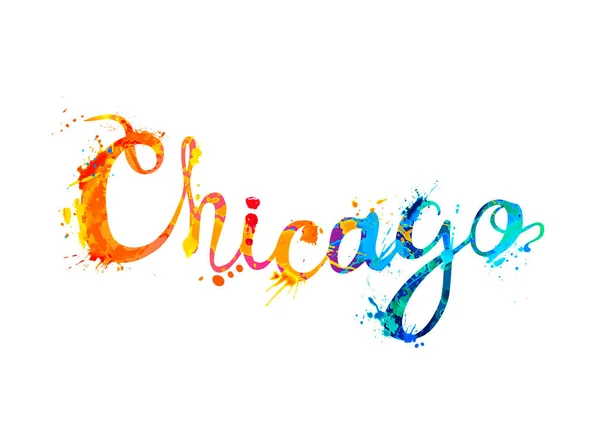Chicago Wort Des Vektor Kalligraphische Spritzfarbe Buchstaben Für Shirt — Stockvektor