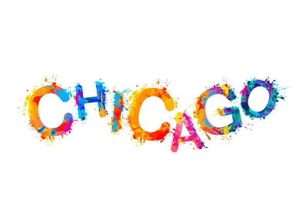 Chicago Wort Der Bunten Vektor Spritzfarbe Buchstaben Für Shirt — Stockvektor