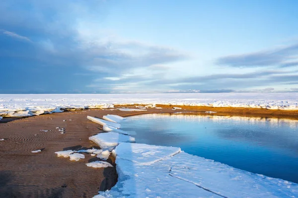 Guba Voronya Bahía Del Mar Barents Península Kola Paisaje Invierno — Foto de Stock