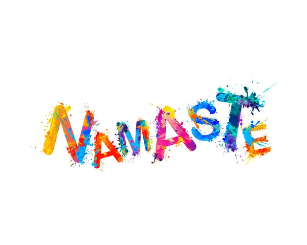 Namaste Pozdrav Slovo Nepálu Rozstřikovat Barevná Písmena — Stockový vektor