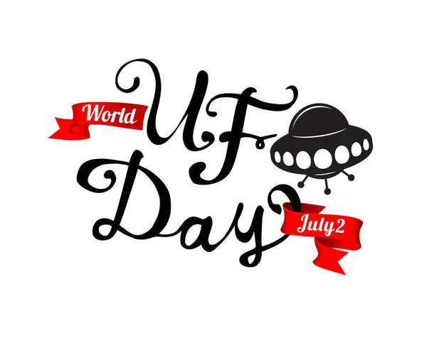 世界Ufoの日 7月2日 空飛ぶ円盤 ベクトル — ストックベクタ