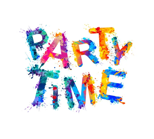 Party time. Words of splash paint letters — Stock Vector