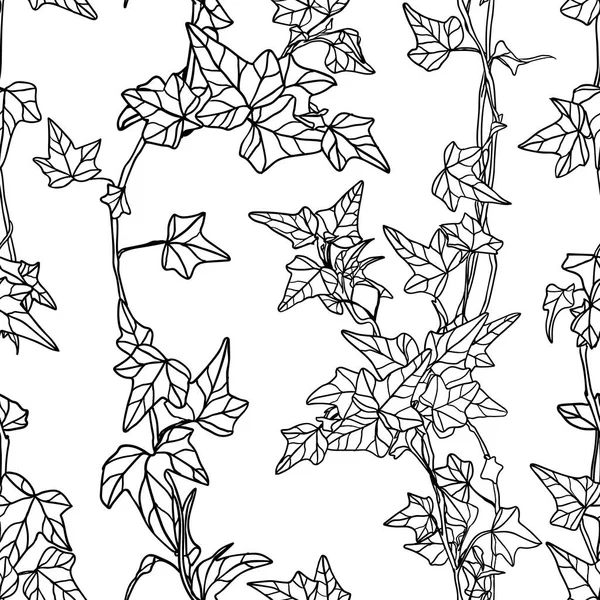 ツタの葉のシームレスベクトル線形パターン — ストックベクタ