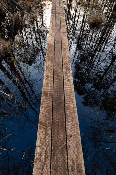 Typical Narrow Wooden Man Made Pathway Access Estonians Tourists Estonian — Stock Photo, Image