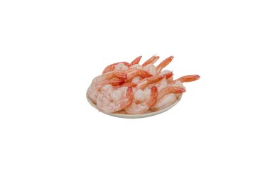 Tabakta soyulmuş karidesler