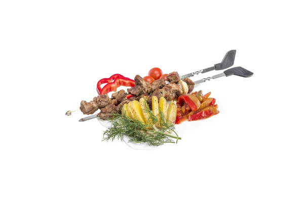 Shish kebab on skewers — Stock Photo, Image