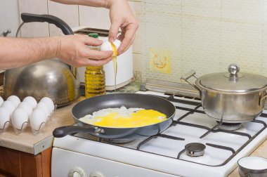 Kızarmış yumurta. Yakın çekim