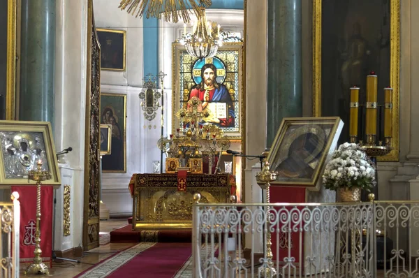 Orthodox Christian church, view inside on the altar and icons