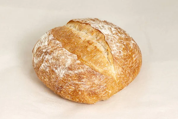 Pão Branco Redondo Fresco Com Uma Crosta Crocante Pastelaria São — Fotografia de Stock