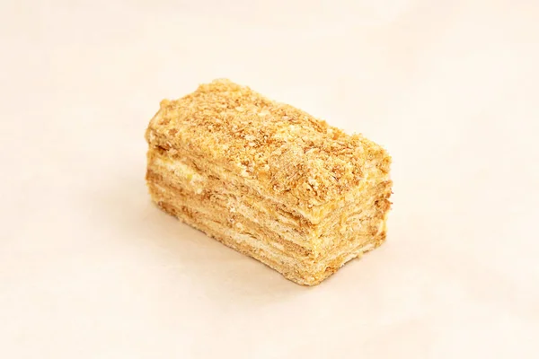 Pastel Napoleón Hojaldre Crema Surtido Panadería Panadería Primer Plano Sobre — Foto de Stock