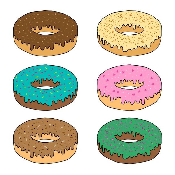 Набор векторных пончиков — стоковый вектор