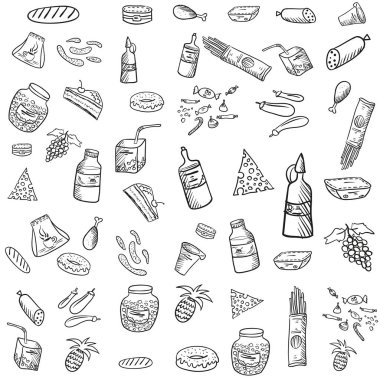 Doodle kroki gıda vektör desen