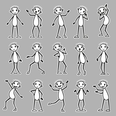 Sopa şekil adam çizgi film seti. Vektör duygu ve pozlar.