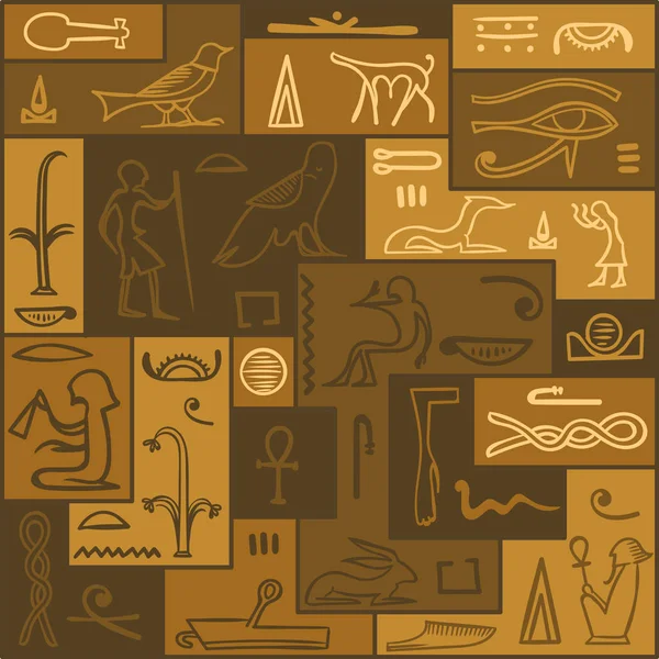 Egyiptom minta. hieroglifák háttér — Stock Vector