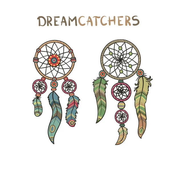 Ensemble Dreamcatcher, vecteur isolé sur fond blanc. Élément Boho . Illustration De Stock