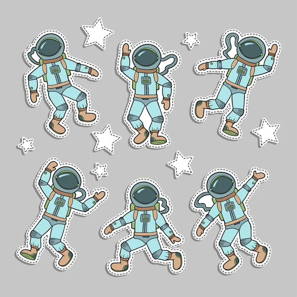 宇宙飛行士イラスト ベクトル ステッカー セット — ストックベクタ