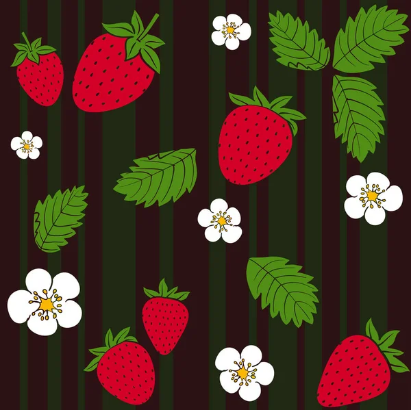 Strawberry vector pattern. Berries background — Stock Vector