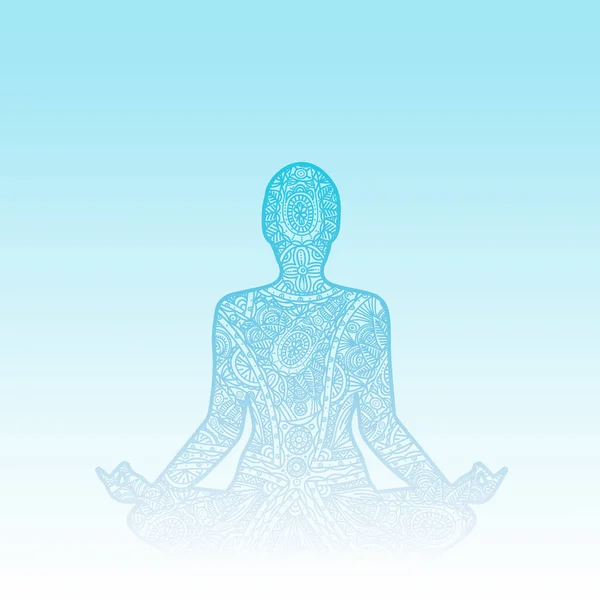 L'uomo in meditazione - zentangle doodle ornamento silhouette — Vettoriale Stock