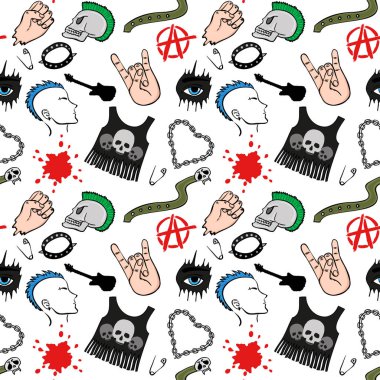Alt kültür sorunsuz. Genç punk rock rebell desen
