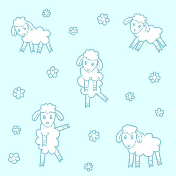 Koyunlar çizgi film çocuklar için seamless modeli. — Stok Vektör