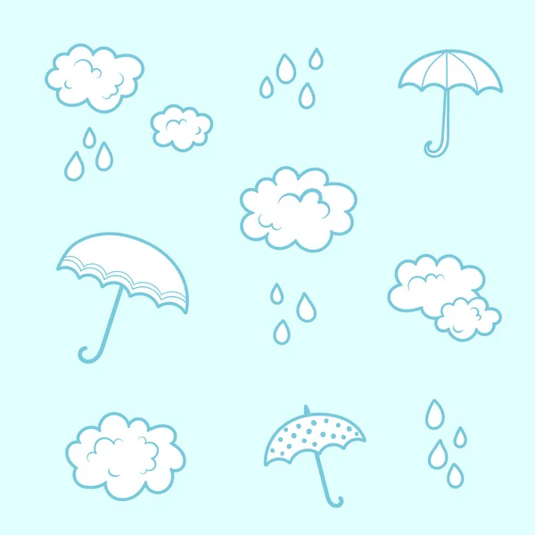 Wolken en paraplu cartoon naadloze pyjama patroon voor kinderen. — Stockvector