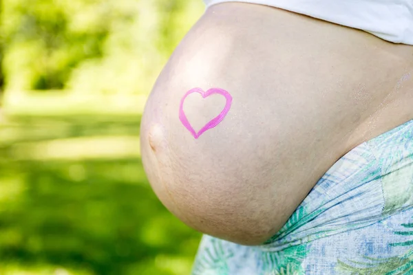 Ung smuk gravid kvinde med langt hår - Stock-foto