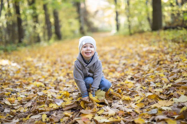 Porträtt av lekfull liten pojke i parken — Stockfoto
