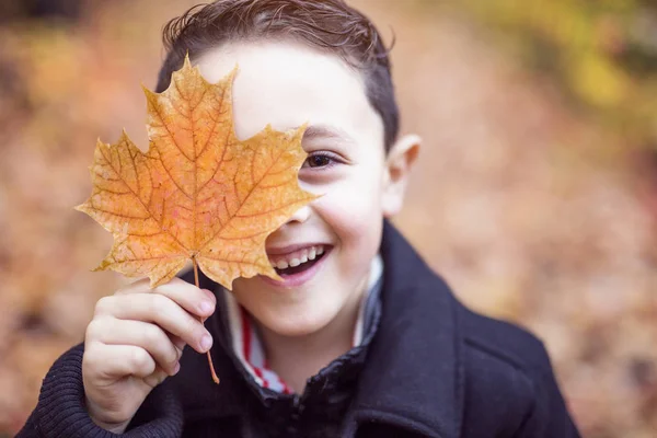 Petit garçon en automne octobre saison — Photo