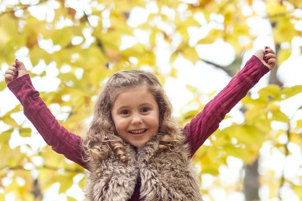 Menina adorável em uma floresta de outono — Fotografia de Stock