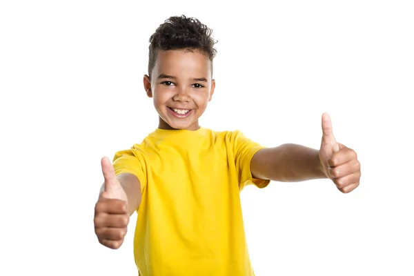 Adorable africano chico en estudio blanco fondo — Foto de Stock