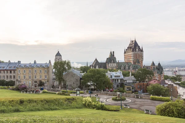 Frontenac Castle in Old Quebec City hotels and architecture concept — Stock Photo, Image