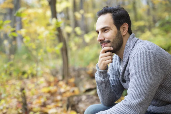 Middle-aged man alone on beautiful autumn day — Stock Photo, Image