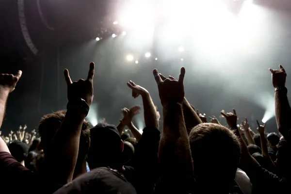 Silueta gente rock show — Foto de Stock