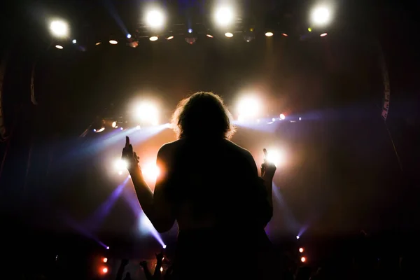 Silhouette People Rock Show — Stockfoto