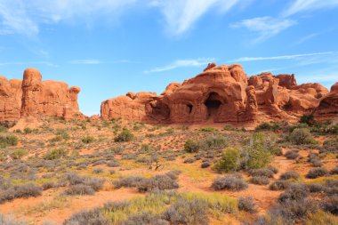Panorama Arches National Park, Utah üzerinden. ABD