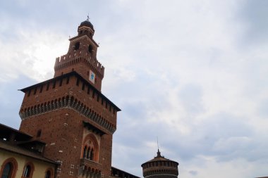 Sforza Kalesi görünümü, Milano, İtalya
