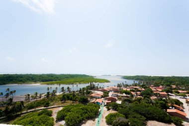 Preguica River view deniz feneri, havadan görünümü. 