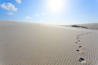 Beyaz kum tepeleri panorama Lencois Maranhenses Milli Parkı '