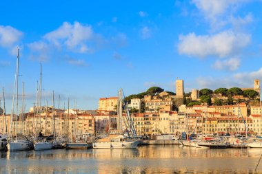 Harbor and marina at Cannes, France clipart