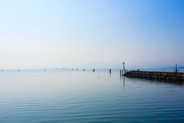 Breakwater on adriatic sea. Goro port view. — Stock Photo, Image