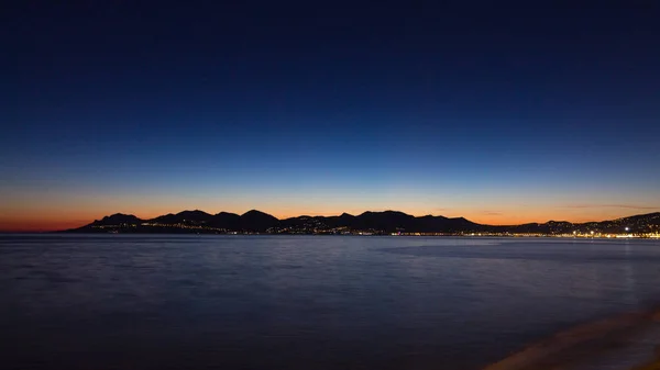 stock image Cannes beach night view, France