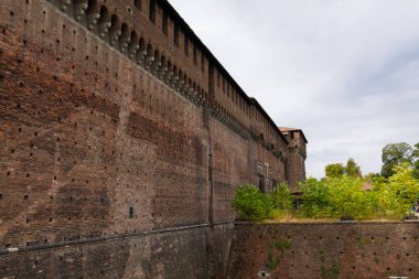 Sforza Kalesi görünümü, Milano, İtalya