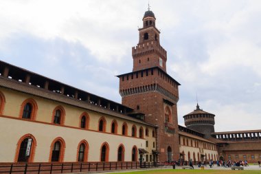Sforza Kalesi görünümü, Milano, İtalya