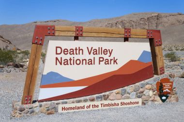 Death Valley National Park entrance sign. clipart