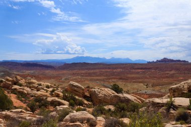 Panorama Arches National Park, Utah üzerinden. ABD
