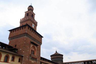 Sforza Kalesi görünümü, Milano, İtalya