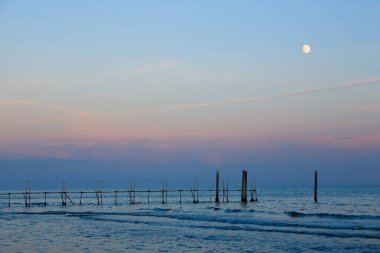 Beach peyzaj moon ile şafak