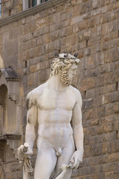 Fonte de Neptuno vista detalhe, Florença — Fotografia de Stock